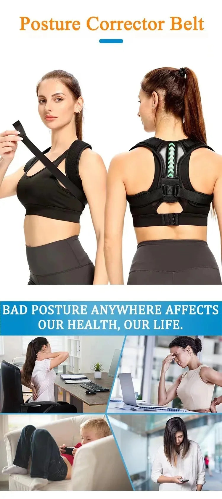 Posture Corrector Unisex Adjustable Back Clavicle Support Back Brace for Neck Back Shoulder Reshape Body